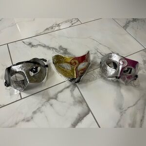 Set of 3 — Silver, Gold and Red, Silver and PinkVenetian Masquerade Half Mask